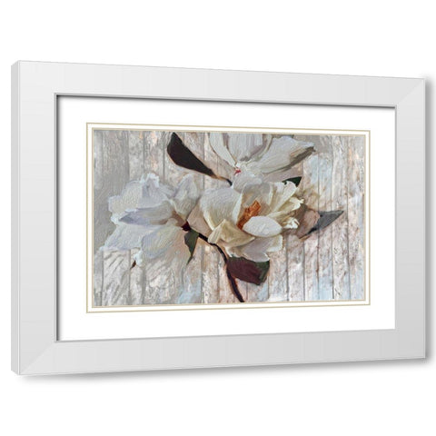 Suddenly Magnolia 1 White Modern Wood Framed Art Print with Double Matting by Butcher, Sarah