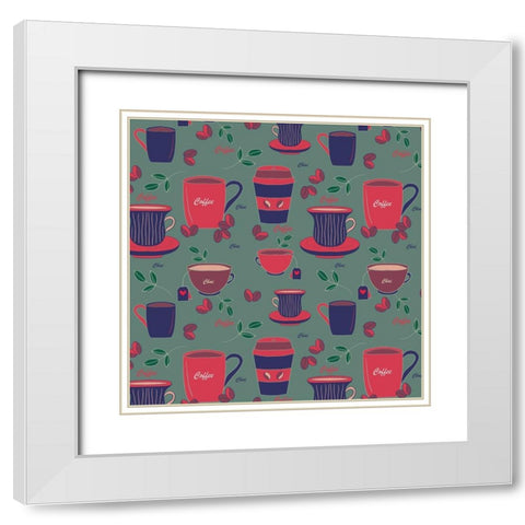 Coffee Tea Love White Modern Wood Framed Art Print with Double Matting by Swati, Siotia