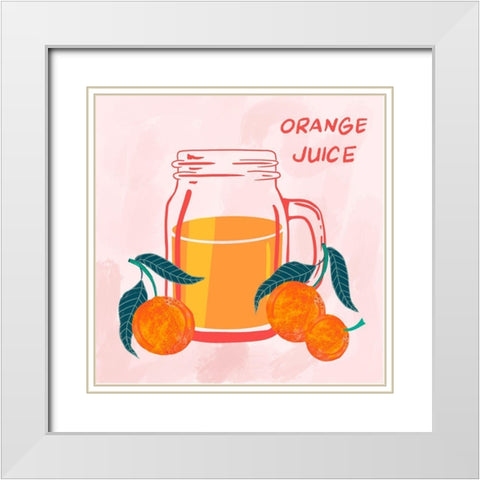 Orange Juice White Modern Wood Framed Art Print with Double Matting by Swati, Siotia