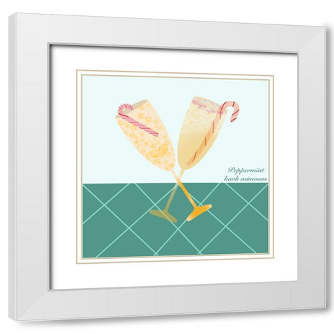 Peppermint Mimosas White Modern Wood Framed Art Print with Double Matting by Swati, Siotia