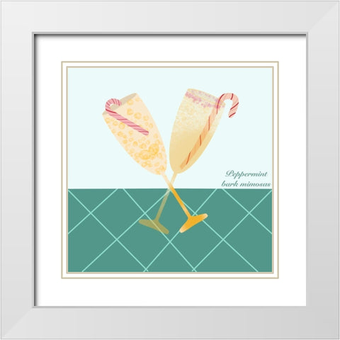 Peppermint Mimosas White Modern Wood Framed Art Print with Double Matting by Swati, Siotia