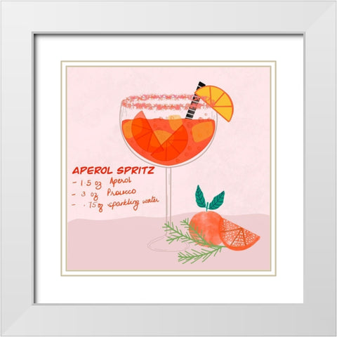 Aperol Spritz White Modern Wood Framed Art Print with Double Matting by Straatsma, Leah