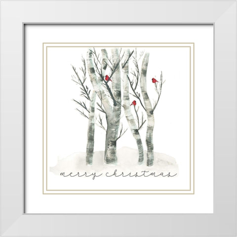 Christmas Cardinals 1 White Modern Wood Framed Art Print with Double Matting by vdk atelier
