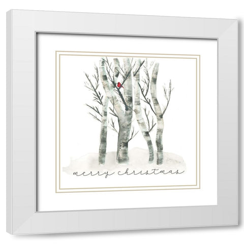 Merry Christmas 3 White Modern Wood Framed Art Print with Double Matting by Stella & Jack Studio