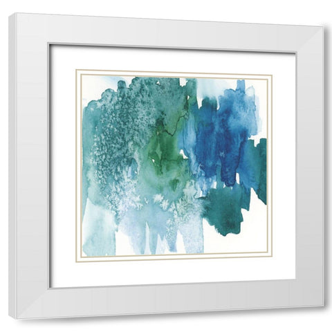 Aqua Abstract White Modern Wood Framed Art Print with Double Matting by vdk atelier