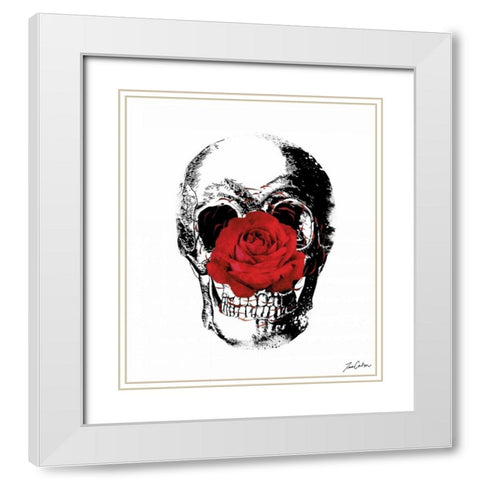 Flower Skull White Modern Wood Framed Art Print with Double Matting by Carlson, Tina
