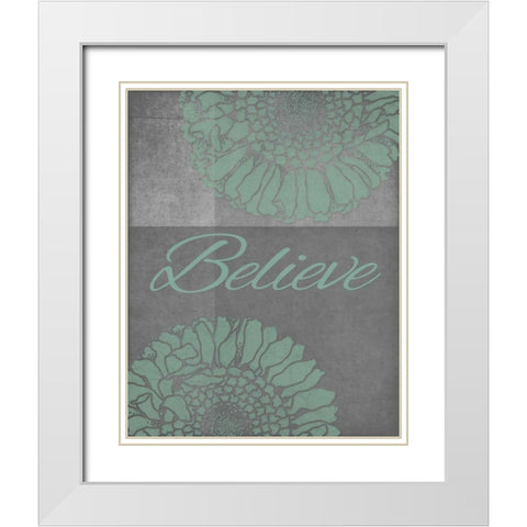 Floral Believe 2 White Modern Wood Framed Art Print with Double Matting by Carlson, Tina