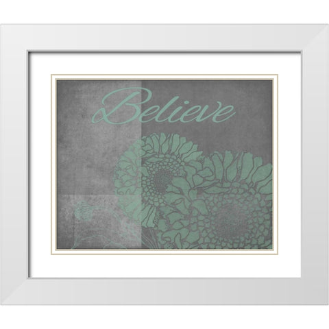 Floral Believe 5 White Modern Wood Framed Art Print with Double Matting by Carlson, Tina