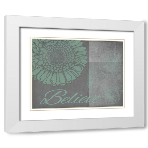 Floral Believe 6 White Modern Wood Framed Art Print with Double Matting by Carlson, Tina