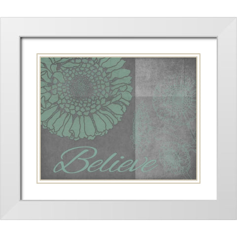Floral Believe 6 White Modern Wood Framed Art Print with Double Matting by Carlson, Tina