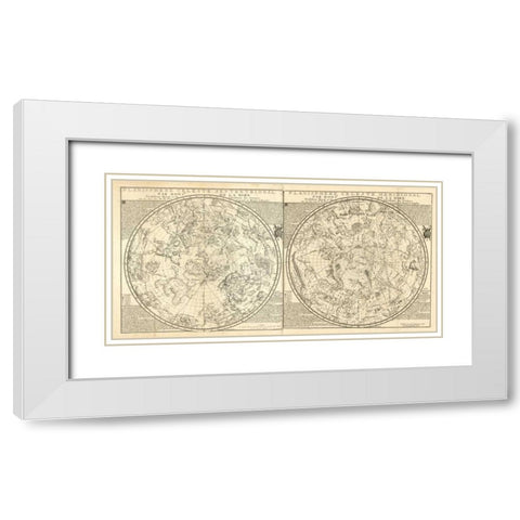 Planisphere Celeste White Modern Wood Framed Art Print with Double Matting by Carlson, Tina