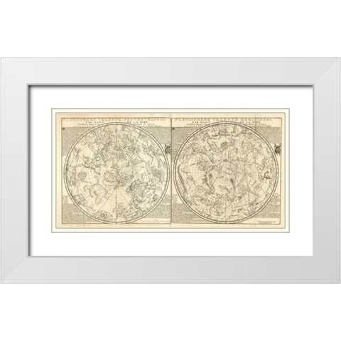 Planisphere Celeste White Modern Wood Framed Art Print with Double Matting by Carlson, Tina