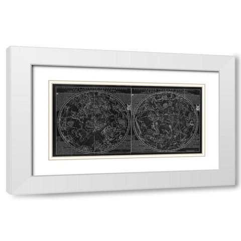 Planisphere Celeste BW White Modern Wood Framed Art Print with Double Matting by Carlson, Tina