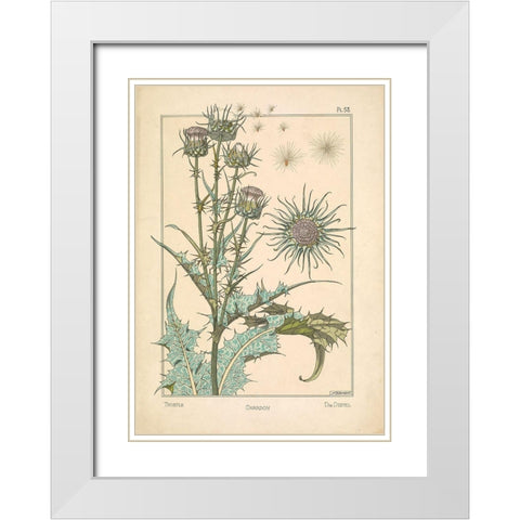 Thistle Chardon White Modern Wood Framed Art Print with Double Matting by Carlson, Tina