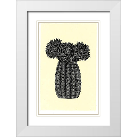 Cactus 1BW White Modern Wood Framed Art Print with Double Matting by Carlson, Tina