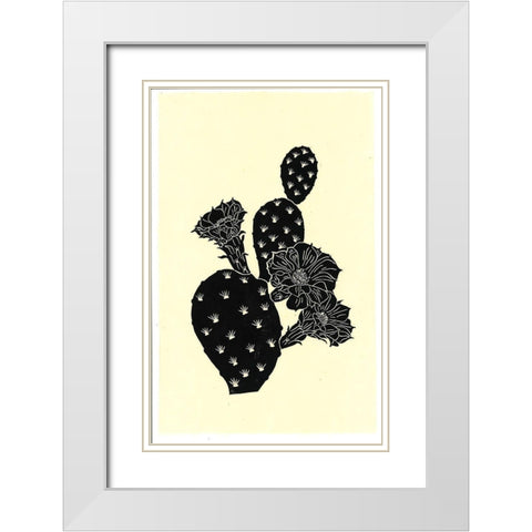 Cactus 3BW White Modern Wood Framed Art Print with Double Matting by Carlson, Tina