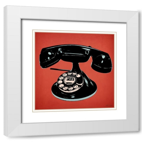 Telephone 2 v3 White Modern Wood Framed Art Print with Double Matting by Carlson, Tina