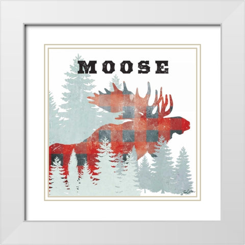 Moose Plaid White Modern Wood Framed Art Print with Double Matting by Carlson, Tina
