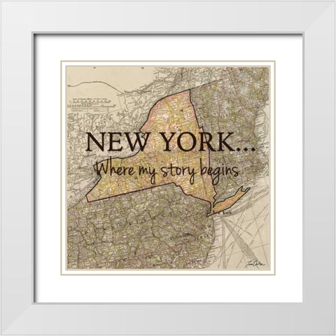 New York Story White Modern Wood Framed Art Print with Double Matting by Carlson, Tina
