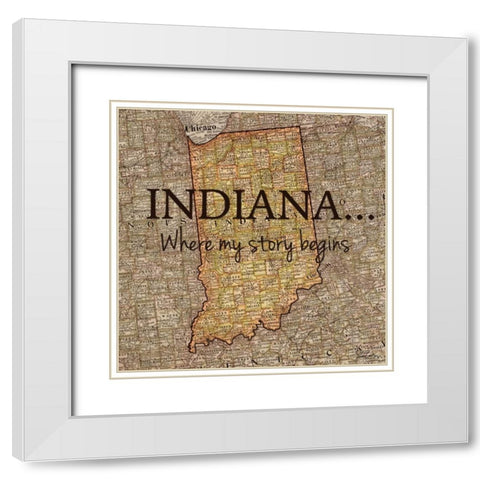 Story Indiana White Modern Wood Framed Art Print with Double Matting by Carlson, Tina