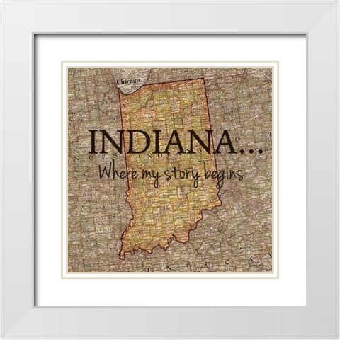 Story Indiana White Modern Wood Framed Art Print with Double Matting by Carlson, Tina