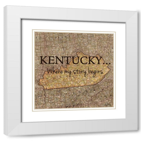 Story Kentucky White Modern Wood Framed Art Print with Double Matting by Carlson, Tina