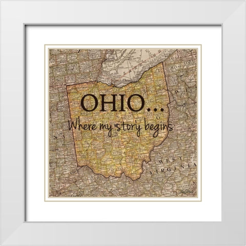Story Ohio White Modern Wood Framed Art Print with Double Matting by Carlson, Tina