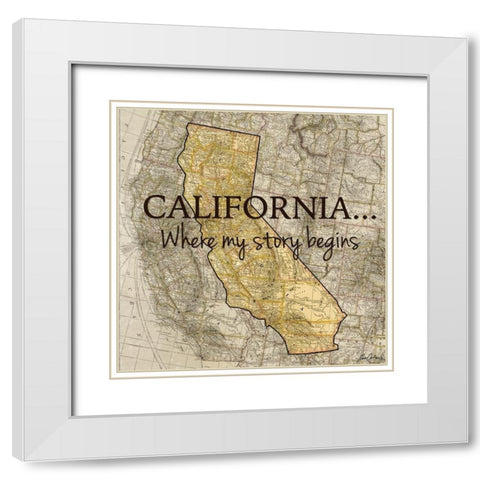 Story California White Modern Wood Framed Art Print with Double Matting by Carlson, Tina