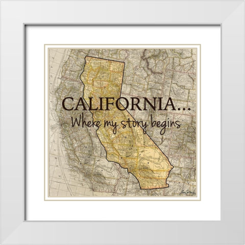 Story California White Modern Wood Framed Art Print with Double Matting by Carlson, Tina
