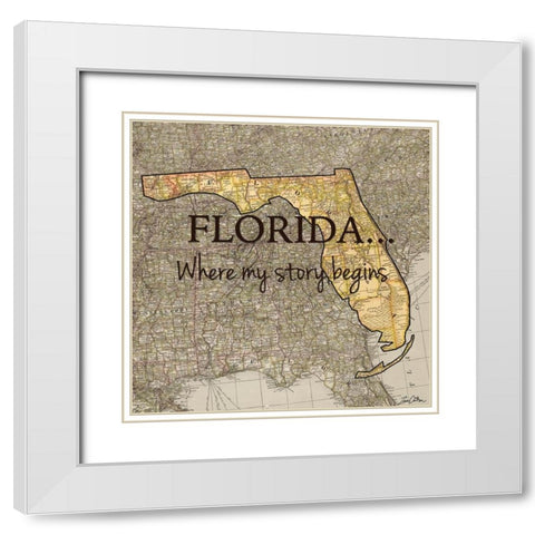 Story Florida White Modern Wood Framed Art Print with Double Matting by Carlson, Tina