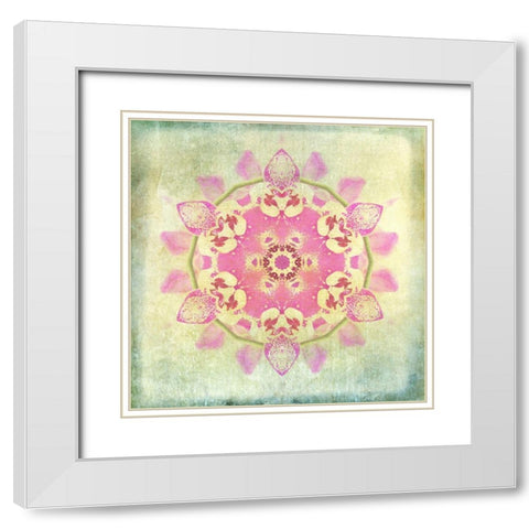 Orchid Circle 2 White Modern Wood Framed Art Print with Double Matting by Carlson, Tina