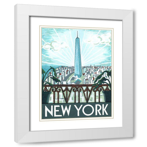 New York View White Modern Wood Framed Art Print with Double Matting by Reaves, Thom