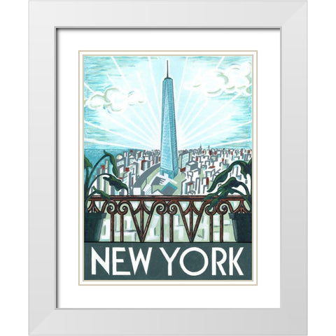 New York View White Modern Wood Framed Art Print with Double Matting by Reaves, Thom
