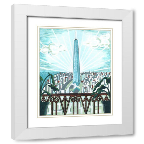 New York View 2 White Modern Wood Framed Art Print with Double Matting by Reaves, Thom