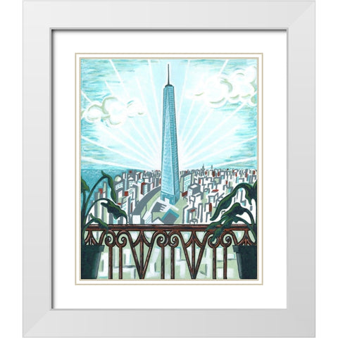 New York View 2 White Modern Wood Framed Art Print with Double Matting by Reaves, Thom
