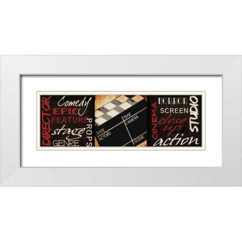 LIGHTS CAMERA ACTION D White Modern Wood Framed Art Print with Double Matting by Greene, Taylor