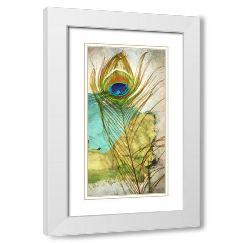 PEACOCK FEATHER 1 White Modern Wood Framed Art Print with Double Matting by Greene, Taylor