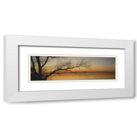 Tranquil Tree Silhouette White Modern Wood Framed Art Print with Double Matting by Greene, Taylor