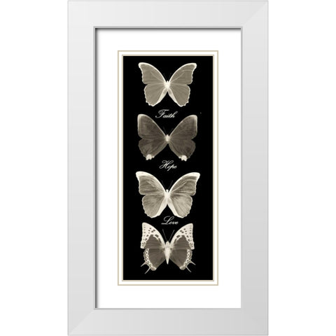 Hope Faith Love Butterflies 2 White Modern Wood Framed Art Print with Double Matting by Greene, Taylor
