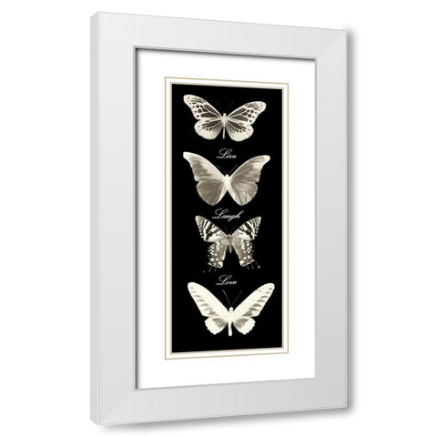 Live Laugh Love Butterflies White Modern Wood Framed Art Print with Double Matting by Greene, Taylor