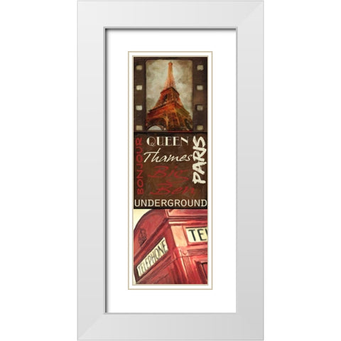 Travel 9 Patch A White Modern Wood Framed Art Print with Double Matting by Greene, Taylor