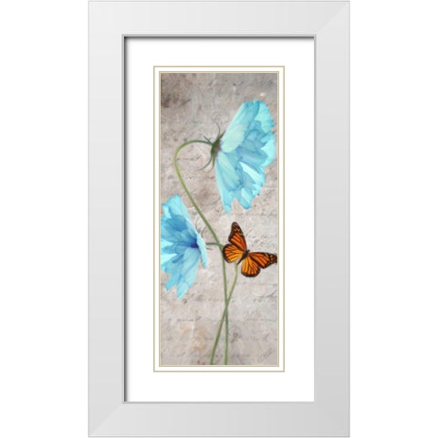 Blue Floral Panel B White Modern Wood Framed Art Print with Double Matting by Greene, Taylor