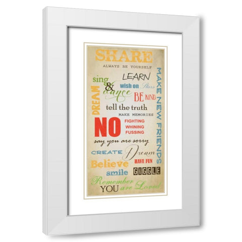 KIDS RULES A White Modern Wood Framed Art Print with Double Matting by Greene, Taylor