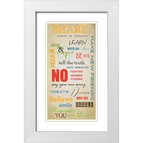 KIDS RULES A White Modern Wood Framed Art Print with Double Matting by Greene, Taylor