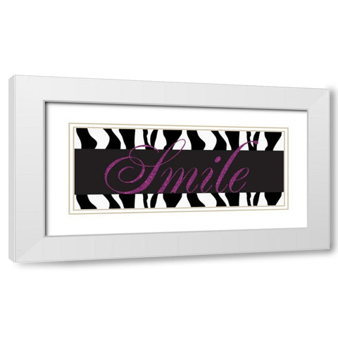 Smile Glitter White Modern Wood Framed Art Print with Double Matting by Greene, Taylor
