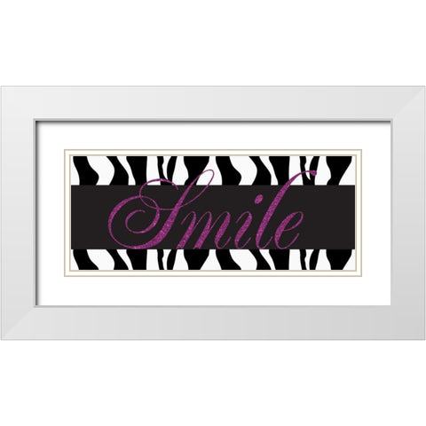 Smile Glitter White Modern Wood Framed Art Print with Double Matting by Greene, Taylor