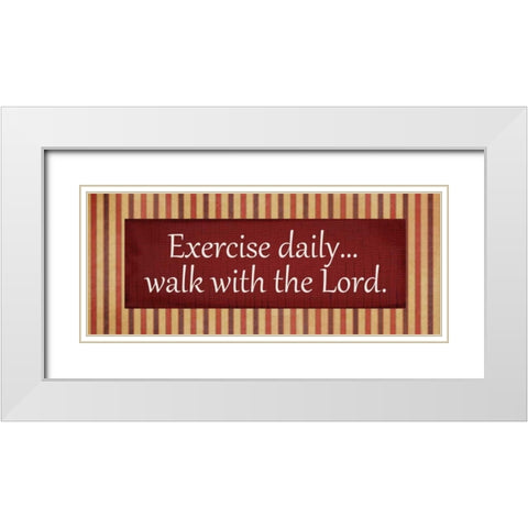 EXERCISE DAILY 1 White Modern Wood Framed Art Print with Double Matting by Greene, Taylor