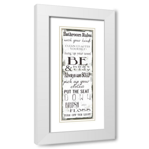Bathroom Rules White Black White Modern Wood Framed Art Print with Double Matting by Greene, Taylor