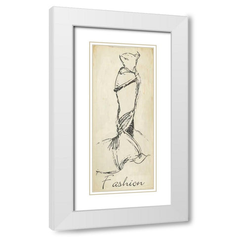 FASHION SKETCH White Modern Wood Framed Art Print with Double Matting by Greene, Taylor