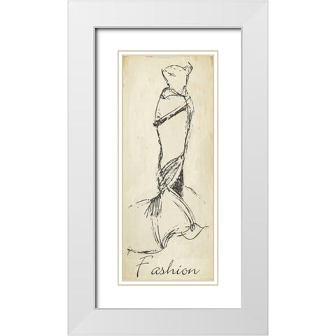 FASHION SKETCH White Modern Wood Framed Art Print with Double Matting by Greene, Taylor